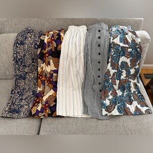 Lot Of 5 Norton McNaughton Vintage 90s Midi Cottage Skirts Sz 10 Linen Rayon